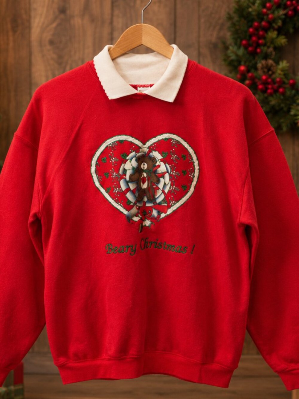 Vintage Beary Christmas Sweatshirt XL Fruit of the Loom